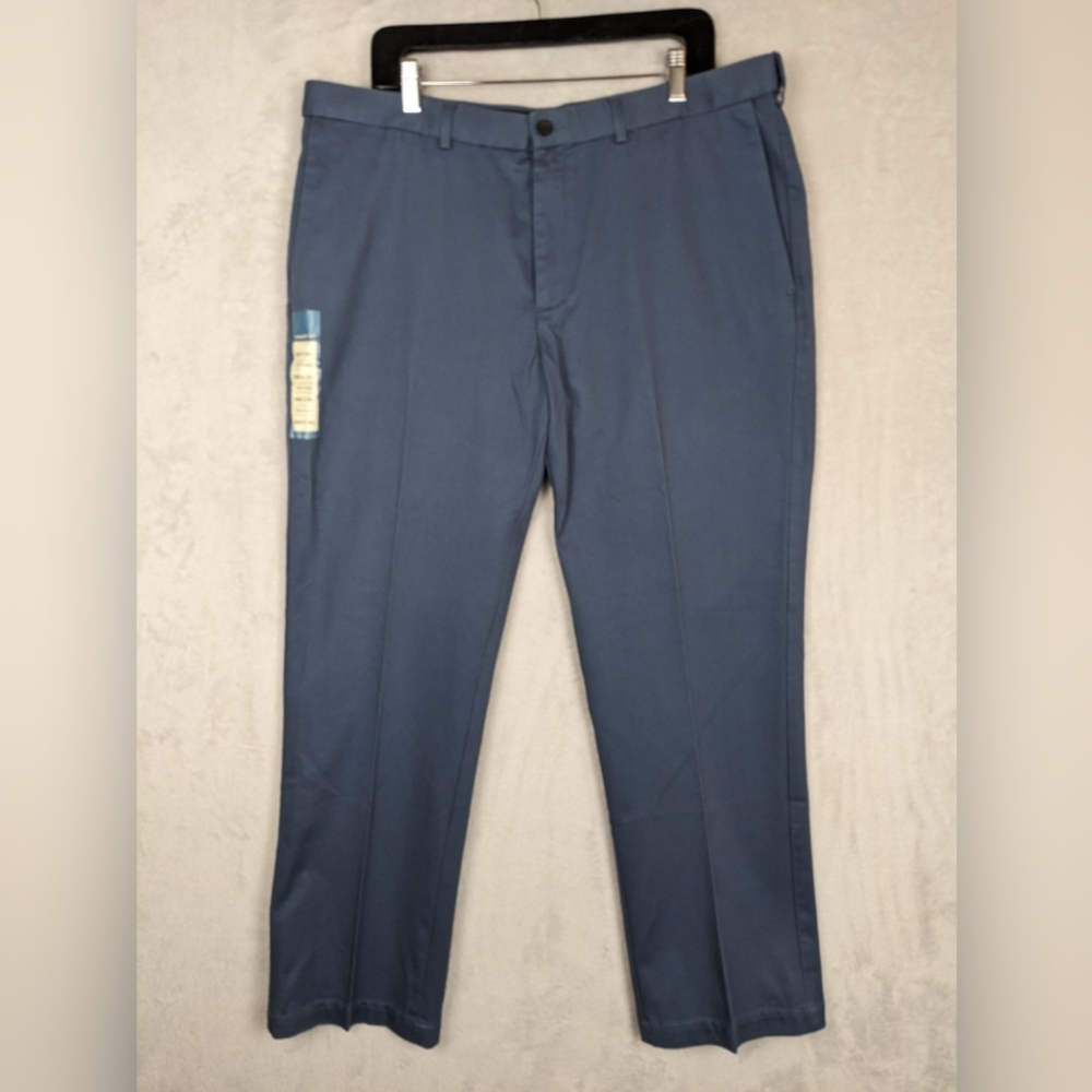 NWT Haggar Work to Weekend Dress Pants Men 38 x 30 Blue Cotton Straight Fit